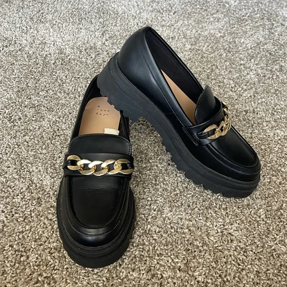 a new day Black & Gold Chain Loafer/Platform Shoes - Picture 2 of 5